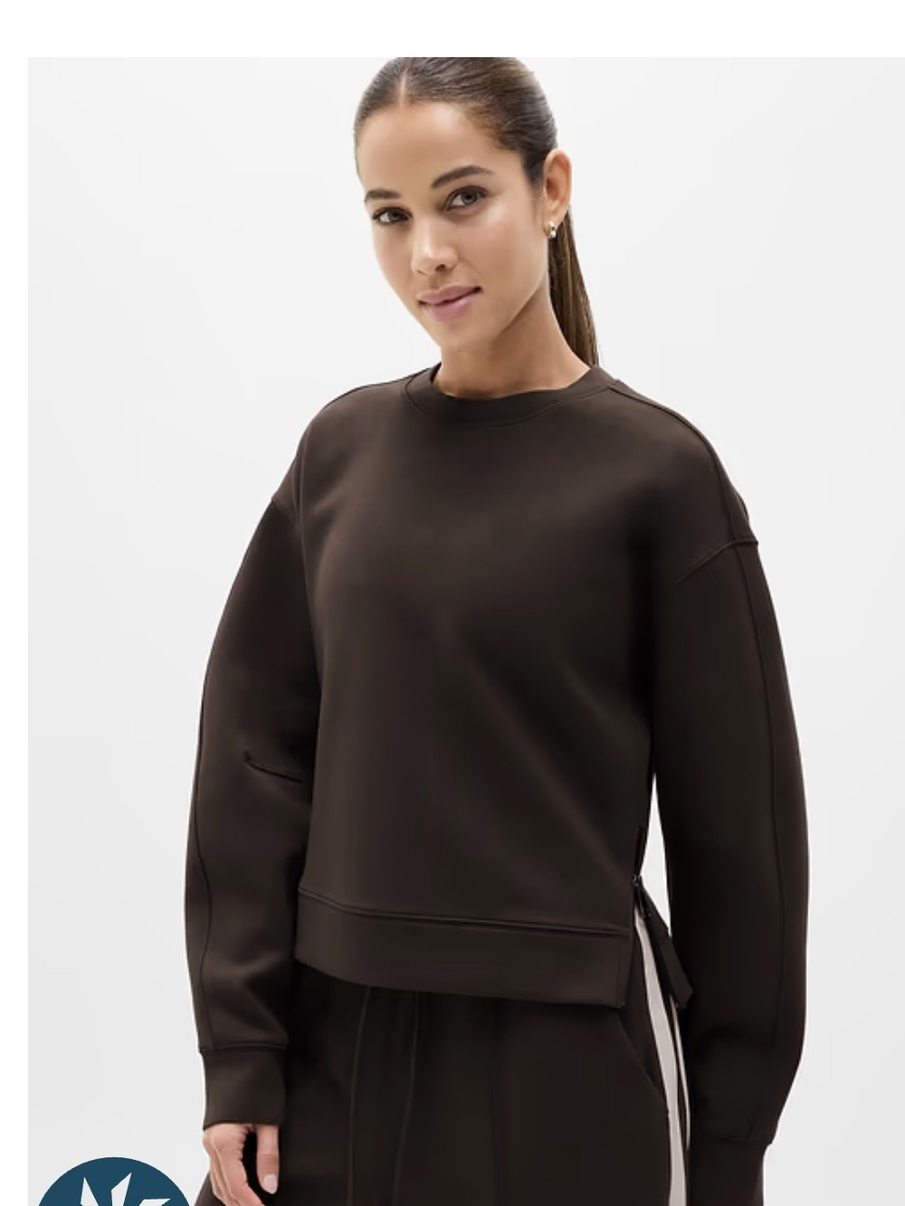 Athleta Boxy Crewneck Sweatshirt in Dark Brown